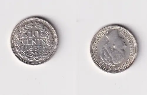 10 Cent Silber Münze Niederlande 1939 ss+ (169366)