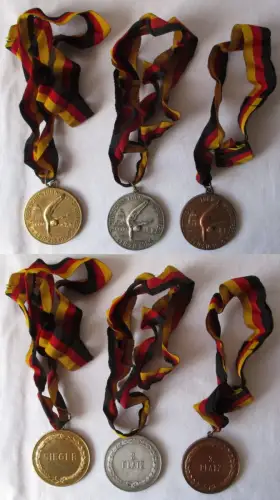 3 x DDR Sieger Medaillen II.Deutsches Turn- & Sportfest Leipzig 1956 (125046)