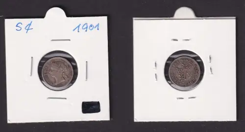 5 Cent Silber Münze Hongkong Victoria 1901 f.ss (169438)