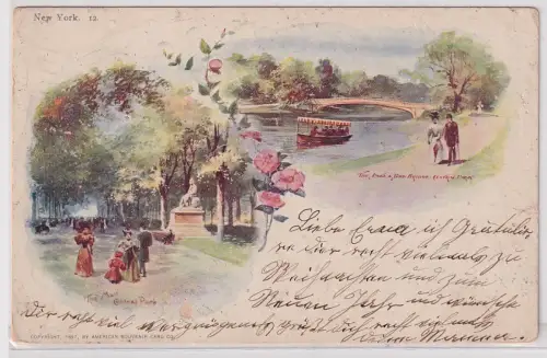57824 Ak Lithografie New York Central Park 1900