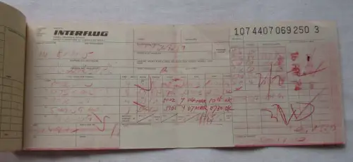 INTERFLUG Flugschein & Gepäckabschnitt Berlin Moskau Peking Shanghai (113507)