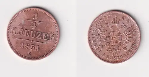 1/4 Kreuzer Kupfer Münze Österreich 1851 B ss (169460)