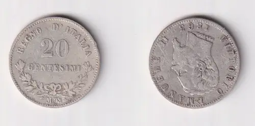 20 Centesimi Silber Münze Italien Vittorio Emanuele II. 1863 s/ss (169373)