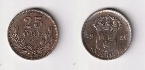 25 Öre Silber Münze Schweden 1937 ss (169459)