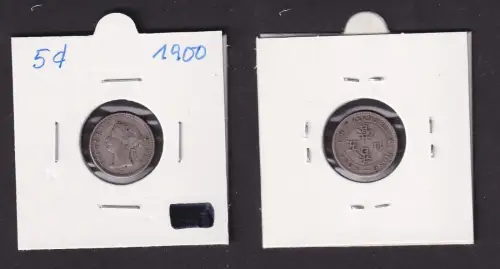 5 Cent Silber Münze Hongkong Victoria 1900 ss (169390)