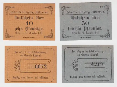 10 & 50 Pfennig Banknoten Notgeld Rabattvereinigung Altusried 1918 (138055)