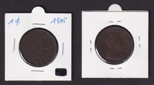 1 Cent Kupfer Münze Hongkong Edward VII 1905 ss (169680)