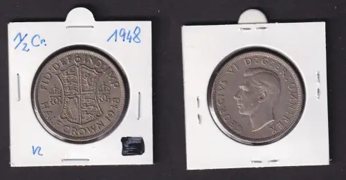 1/2 Crown Kupfer-Nickel Münze Großbritannien Georg VI. 1948 ss (165671)