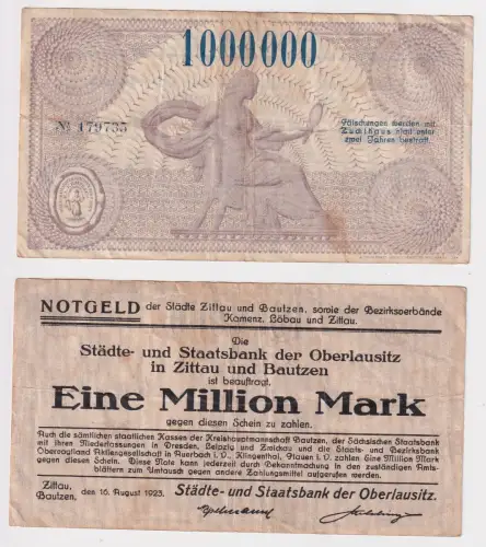 Banknote Inflation 1 Million Mark Zittau Bautzen 1923 (158517)