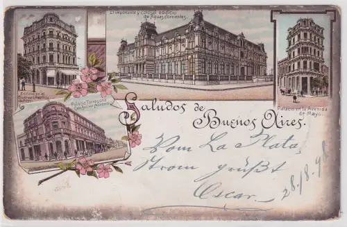 00319 Ak Lithografie Saludos de Buenos Aires 1898