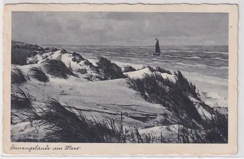 33511 Ak Ostseebad Lubmin Dünengelände am Meer 1939 Reklame Café Zur Waldheide