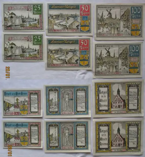 2 x 25, 2 x 50 & 2 x 100 Pfennig Banknoten Stadt Krempe Dezember 1920 (168643)