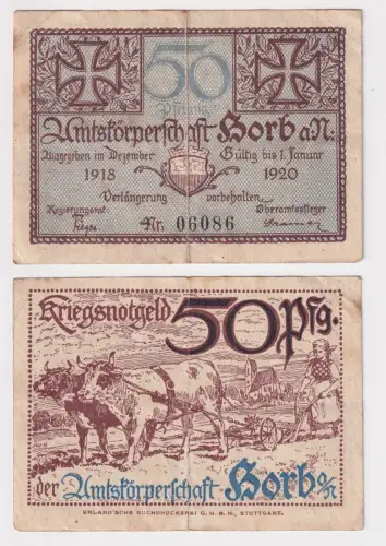 50 Pfennig Banknote Notgeld Amtskörperschaft Horb a.N. 1918 (154392)