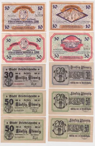 5 Banknoten Notgeld Stadt Friedrichroda um 1920 (169092)
