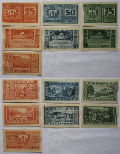7 Banknoten Notgeld Stadt Harzgerode 1921 (168580)