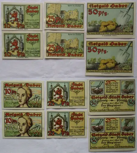 6 Banknoten Notgeld Stadt Daber Dobra in Pom. 1.5.1921 (168659)