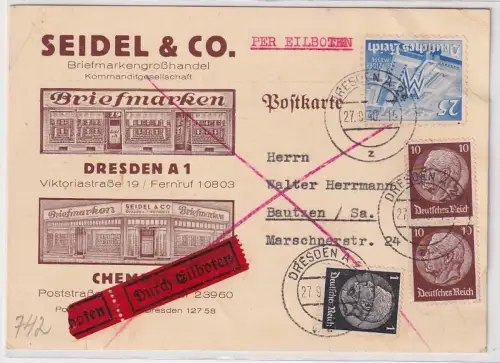 907543 Ak Dresden Seidel & Co Briefmarkengroßhandel 1940