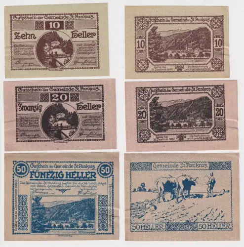 10, 20 & 50 Pfennig Banknoten Notgeld Gemeinde St.Pankraz 1920 (169056)