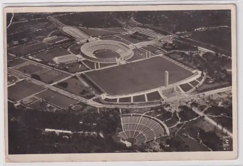 13917 Olympia Ak Berlin Sportfeld mit Dietrich-Eckhardt-Bühne Luftaufnahme 1936