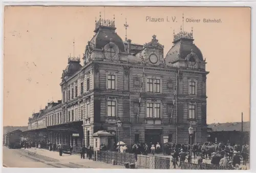 55096 Ak Plauen i.V. Oberer Bahnhof 1908