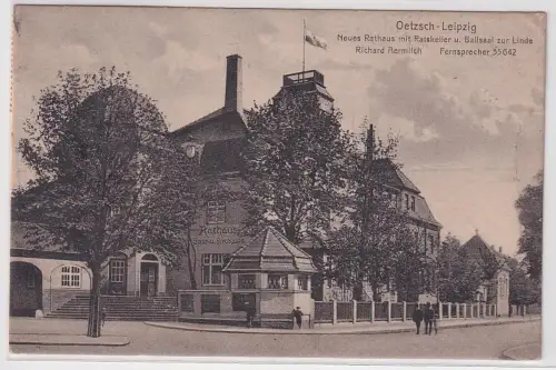 28832 Ak Oetzsch-Leipzig Neues Rathaus mit Ratskeller und Ballsaal zur Linde