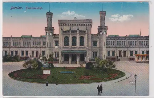 91011 Ak Breslau Hauptbahnhof um 1915
