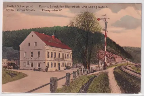 93495 Ak Gasthof Scheergrund an der Bahnlinie Leipzig Döbeln 1910
