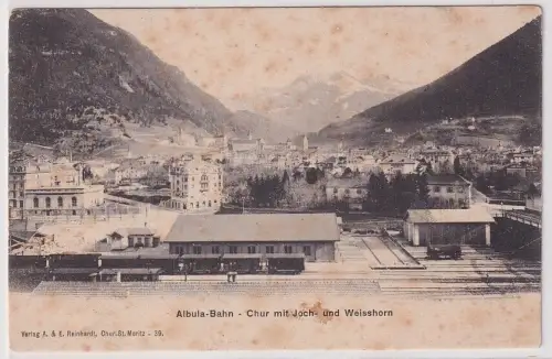 37721 Ak Albula-Bahn Chur mit Joch- und Weisshorn um 1900