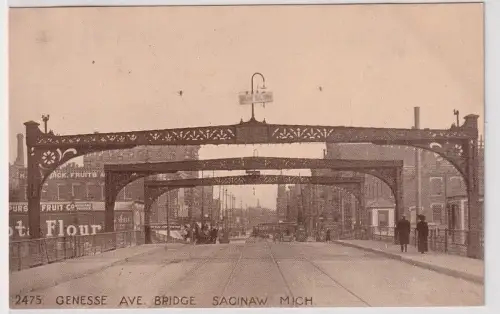 62141 AK Genesee Avenue Bridge Saginaw Michigan mit Straßenbahn