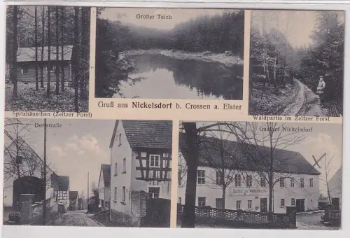 59302 Mehrbild Ak Gruß aus Nickelsdorf b. Crossen a. Elster Gasthof usw. 1924