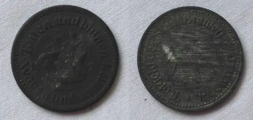 seltene Variante 50 Pfennig Zink Notmünze Notgeld Bremen 1921 (124240)