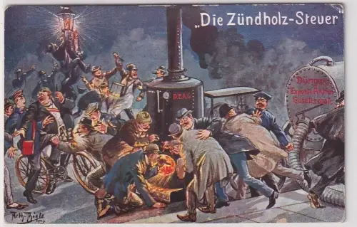 900351 Künstler AK Arthur Thiele Die Zündholz-Steuer! Humor um 1910