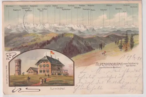 47434 Ak Alpenpanorama vom Feldberg - Turmhotel 1911