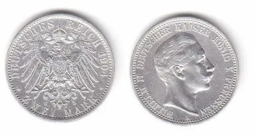 2 Mark Silbermünze Preussen Kaiser Wilhelm II 1904 Jäger 102  (112033)
