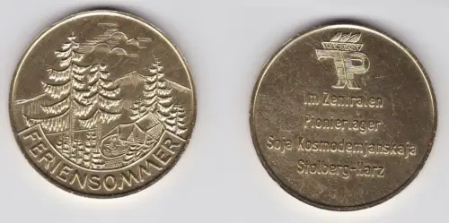 DDR Medaille Pionierlager Soja Kosmodemskaja Stolberg Harz Stufe Gold (134195)