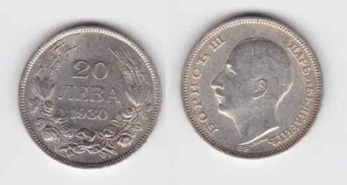 20 Lewa Silber Münze Bulgarien 1930 (133359)