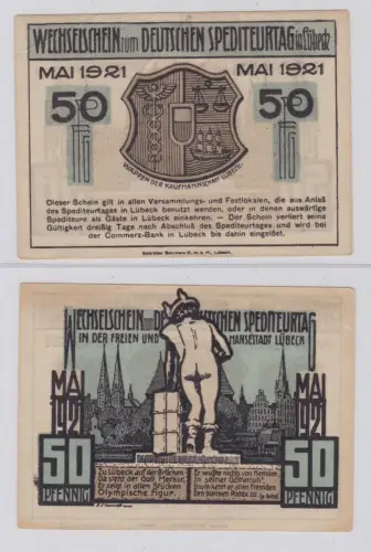 50 Pfennig Banknote Notgeld Lübeck Deutscher Spediteurtag 1921 (138177)