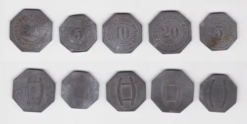 5 bis 20 Pfennig Zink Münzen Notgeld Stadt Rastatt 1917 (139867)