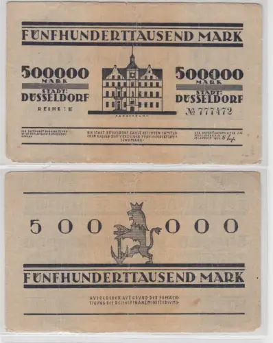 500000 Mark Banknote Inflation Stadt Düsseldorf 25.08.1923 (137543)
