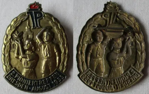 emailliertes DDR Abzeichen 2. Pioniertreffen  Dresden August 1955 (146630)