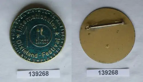 DDR Abzeichen Jubiläum-Plakette 10. Int Dixieland-Festival Dresden 1980 (139268)