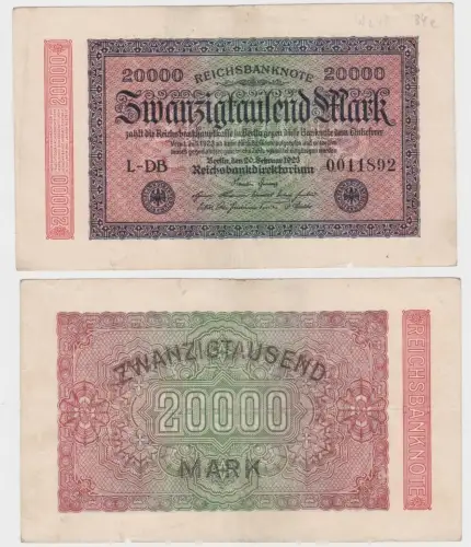 20000 Mark Banknote Berlin 20.2.1923 Rosenberg 84 f (140189)