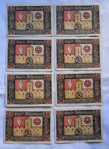 8x 50 Pfennig Banknoten Notgeld Stadt Altenburg Prinzenraubserie 1921 (114781)