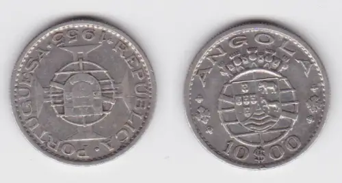 10 Escudos Silber Münze Portugiesisch Angola 1955 (140896)