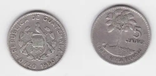 5 Centavos Münze Kupfer-Nickel Guatemala 1960 (140992)