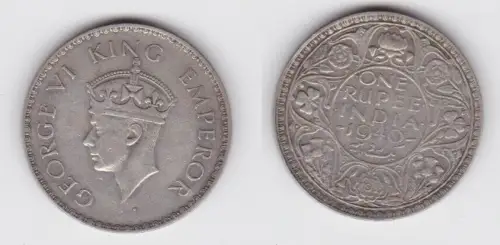 1 Rupie Silber Münze britisch Indien 1940 (140733)
