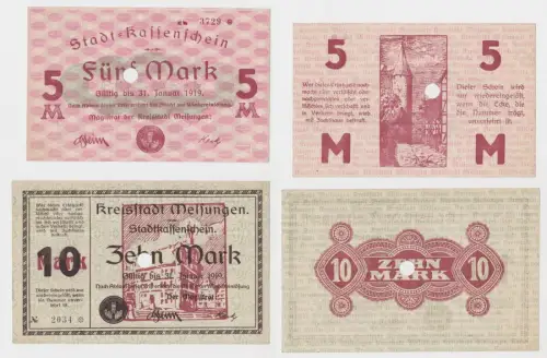 5 & 10 Mark Banknoten Notgeld Kreisstadt Melsungen ohne Datum (131180)