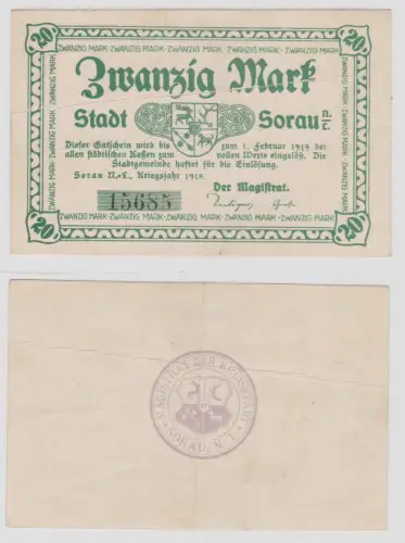 20 Mark Mark Banknote Kriegsnotgeld Stadt Sorau 1918 (134857)