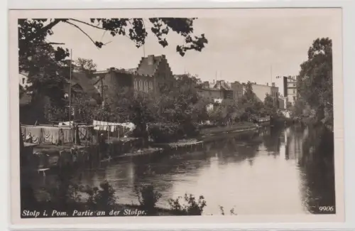 99020 Ak Stolp in Pommern Partie an der Stolpe um 1940