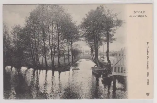 98410 Ak Stolp Słupsk in Pommern an der Stolpe mit Boot um 1904